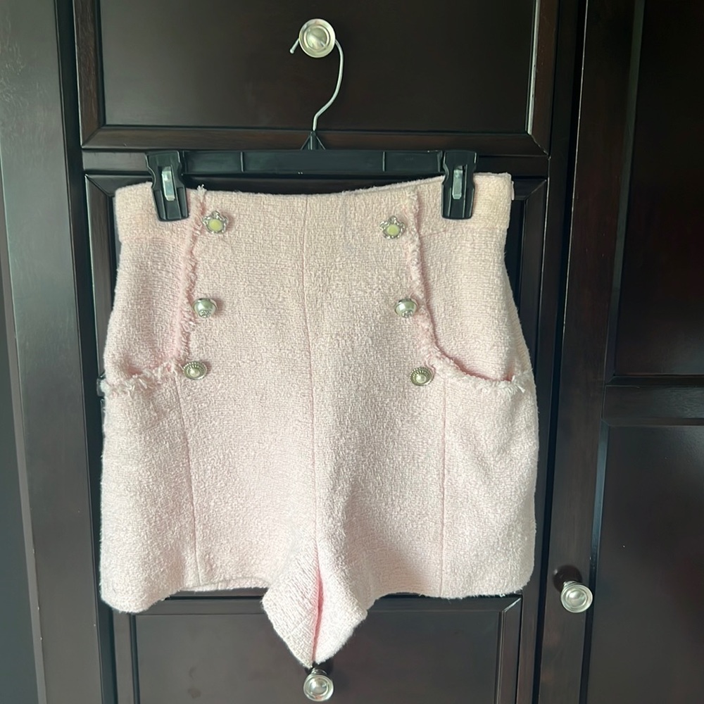 Zara pink tweed shorts
